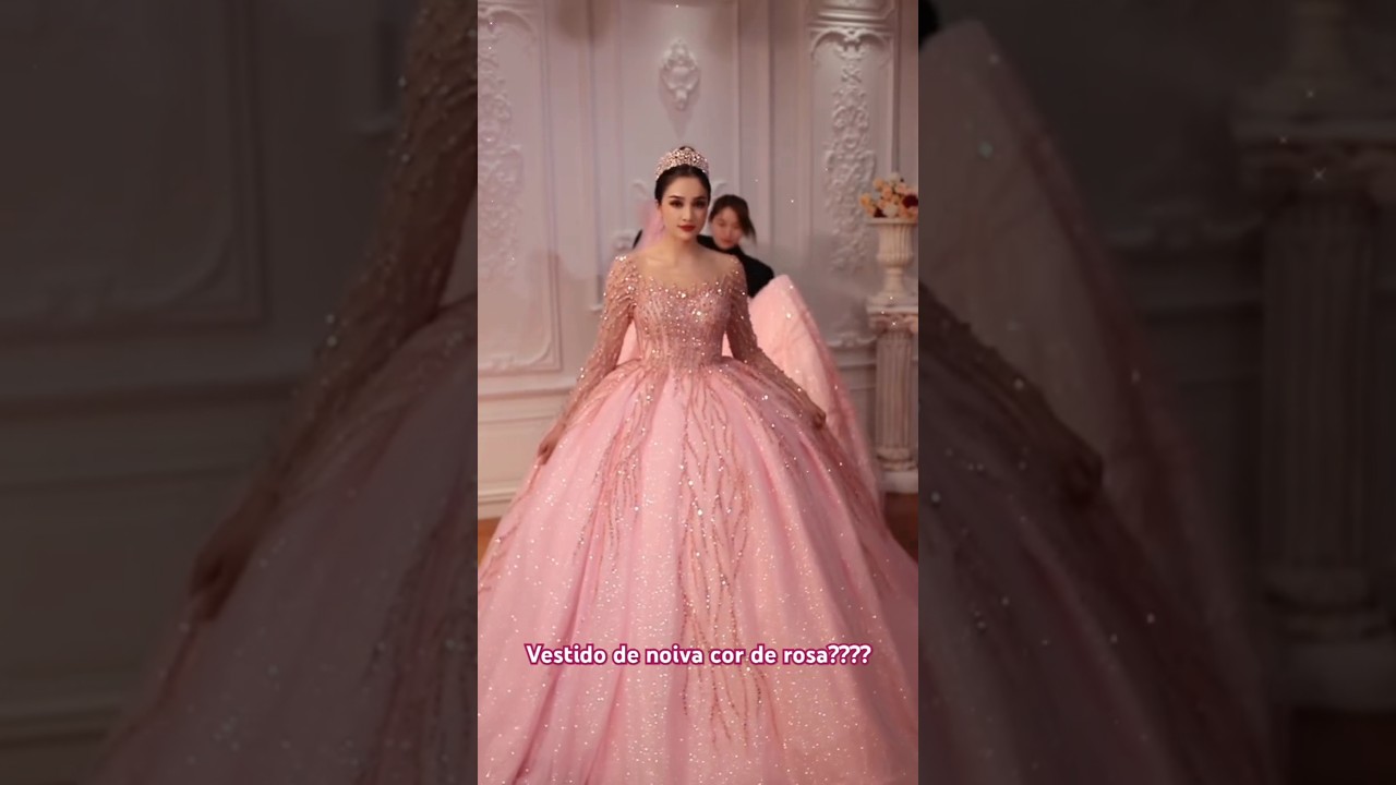 Vestidos de Noiva cor de Rosa Luxo com brilho 