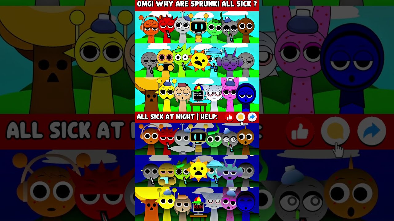 Omg Why Are Sprunki All Sick But QUARANTINE Vs Night Time MIX VERSION 