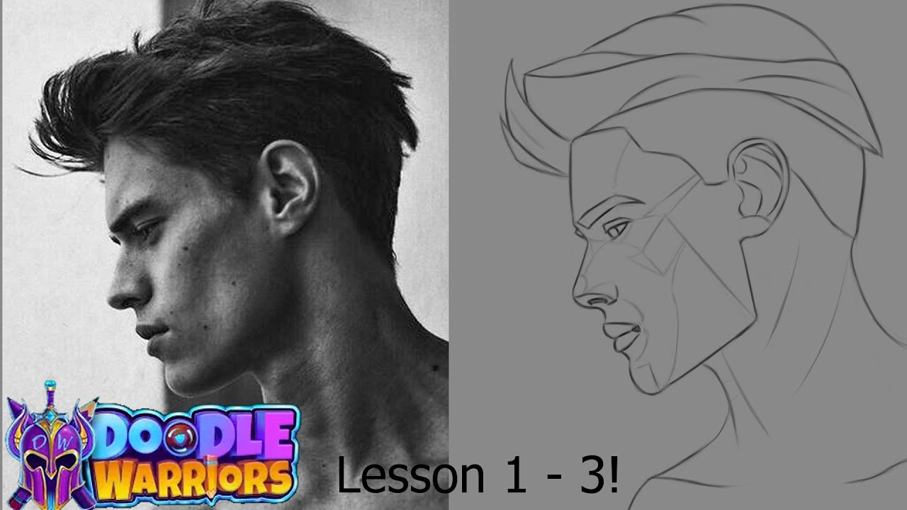 Portrait study process (Lesson 1 to 3) || Doodle Warriors art study