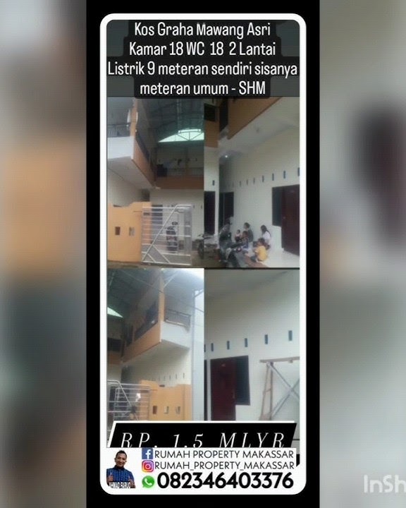 Kos Graha Mawang Asri Kamar : 18 WC : 18 2 Lti-Listrik : 9 meteran sendiri sisanya meteran umum- SHM