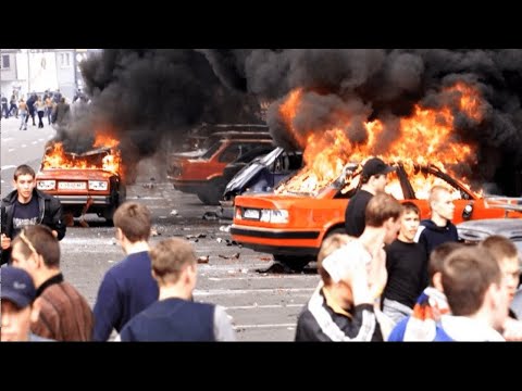 Беспорядки в Москве после матча Япония - Россия. Репортажи ОРТ, РТР, НТВ и ТВЦ (2002)