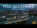 Newest MSC Cruise Ship MSC Seashore sails from Miami Florida | Blue Hour Departure  - 4k