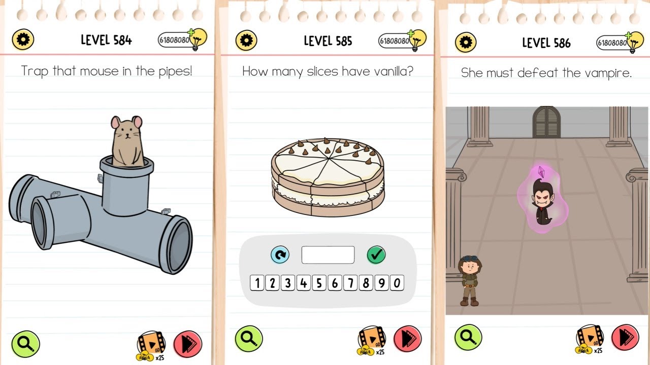 Brain Test 5 All-Star - Level 584, 585, 586 Solution - YouTube