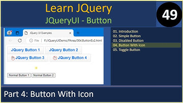 JQueryUI Button | Part 4 - Button With Icon | JQuery Tutorials #49