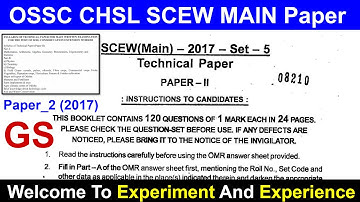OSSC SCEW MAIN QUESTIONS (2017)Paper_2 GS | #ossc #osscchsl #osscscew #osscexam