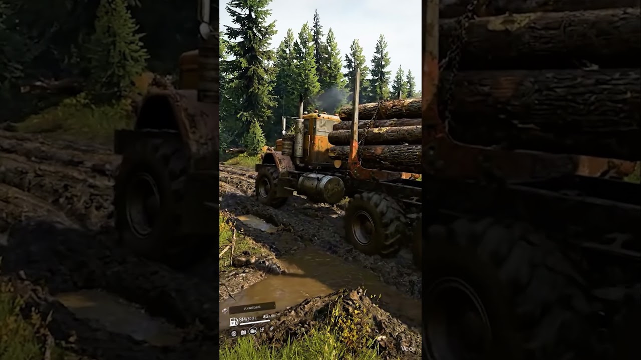 Epic Logging Truck Conquers Muddy Roads Across Vast Fields
