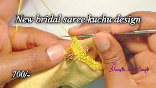 New bridal krosha saree kuchu design with less beads | new variation - Needle and Craft 