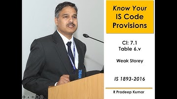 IS 1893-2016 (Part 1): Clause 7.1 Table 6 (v) Weak Storey