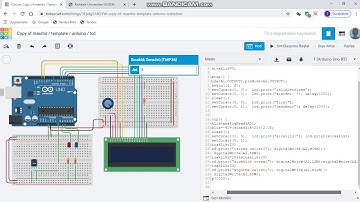 tinkerCAD tmp36 Lcd ekranli iklimlendirme sistemi
