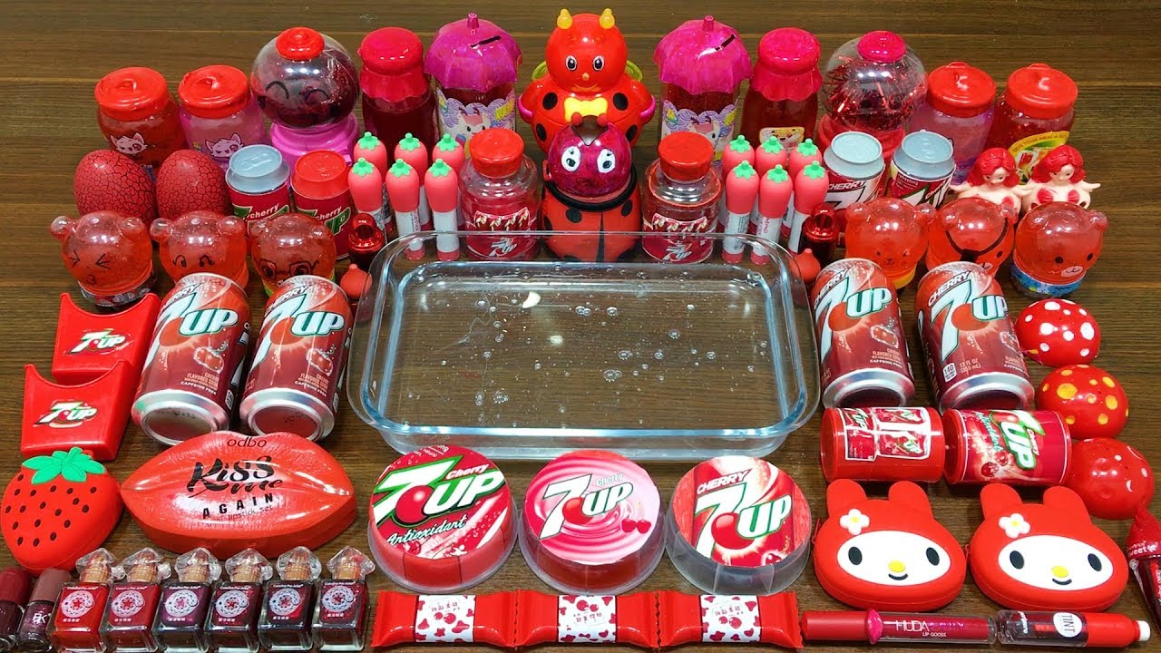 Series RED 7UP Slime ! Mixing Random Things into CLEAR Slime | Satisfying Slime Videos 