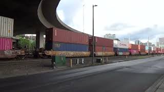 (Northbound) BNSF Double Stack Train passes through 21ST Street.