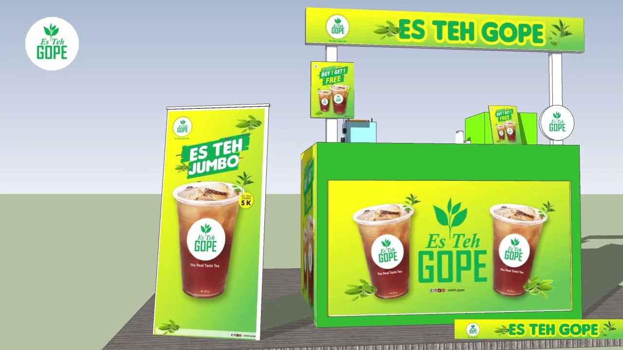 Ilustrasi 3D Animasi _ Meja Booth Es Teh GOPE 
