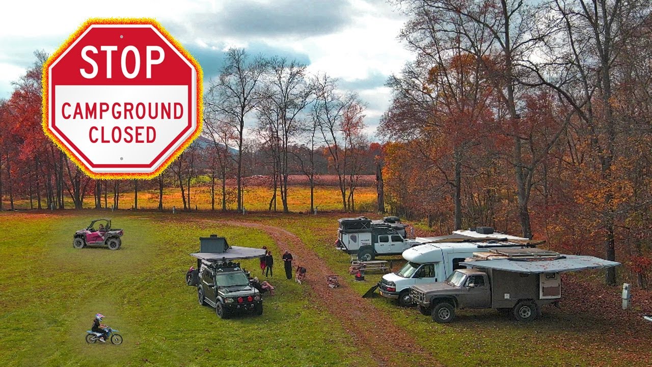 Camping at a CLOSED CAMPGROUND with 4x4 Offroad Trails through the Woods YouTube