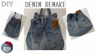 Bamboo handle drape bag／デニムリメイク Bamboo handle drape bag／デニムリメイク