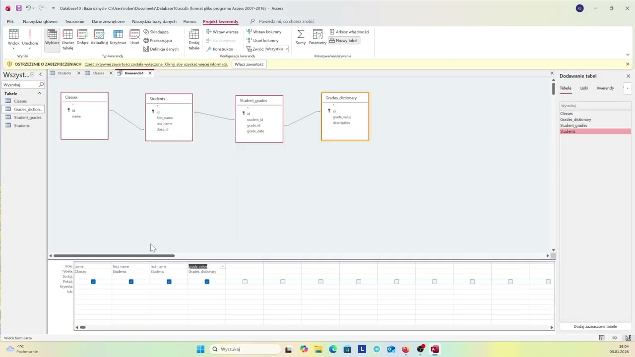Kwerenda w MS-ACCESS