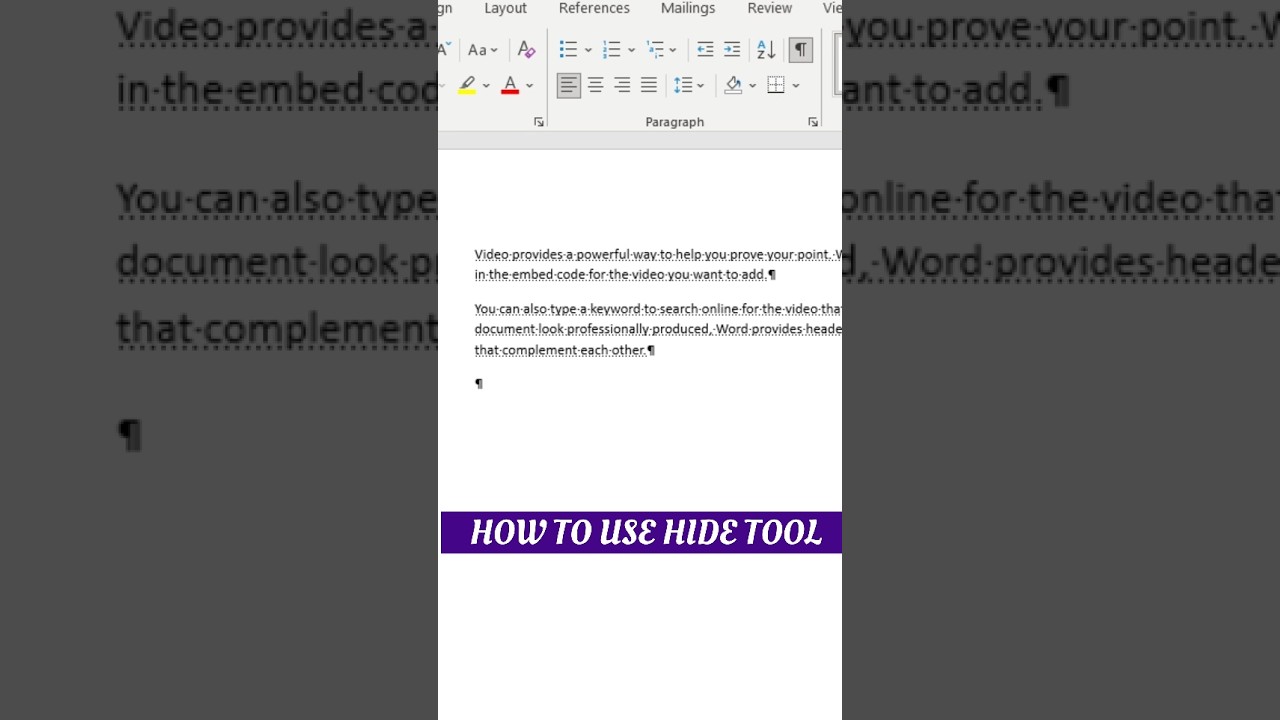 How to hide and show the text in MS word 