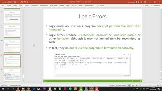 CPIT110 Chapter 1 (#14): 1.8 Programming Errors