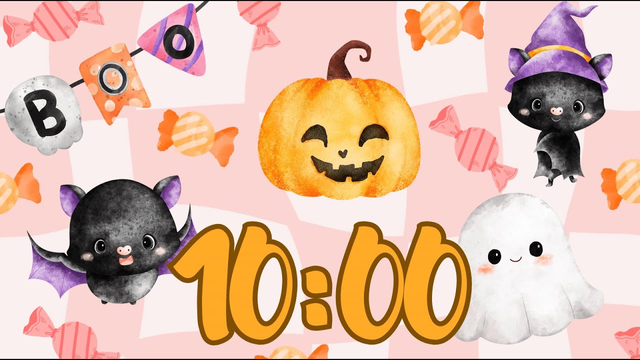 10 Minute Countdown Timer With Music (Upbeat Spooky) - Cute Halloween