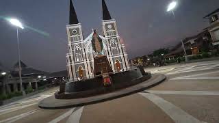 Walk around Cathedral of the Immaculate Conception, Chanthaburi square and riverside bridge sunset.