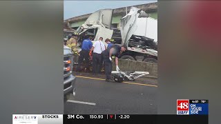 Crash involving 18-wheeler stirs traffic along I-565