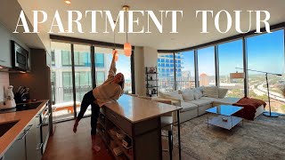 LUXURY Apartment Tour | city views, floor to ceiling windows, night walk through