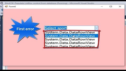 Fix two errors in Combobox displaying System.Data.DataRowView in VB.net