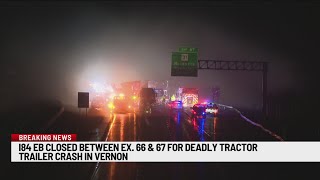 Driver dead after crash involving two tractor-trailers on I-84 East in Vernon