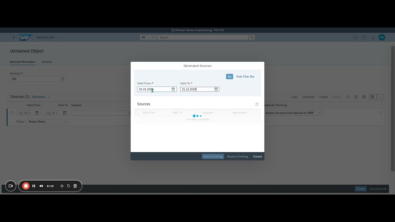 SAP Cloud Fiori MM Source List How to Create a Source list manually ...