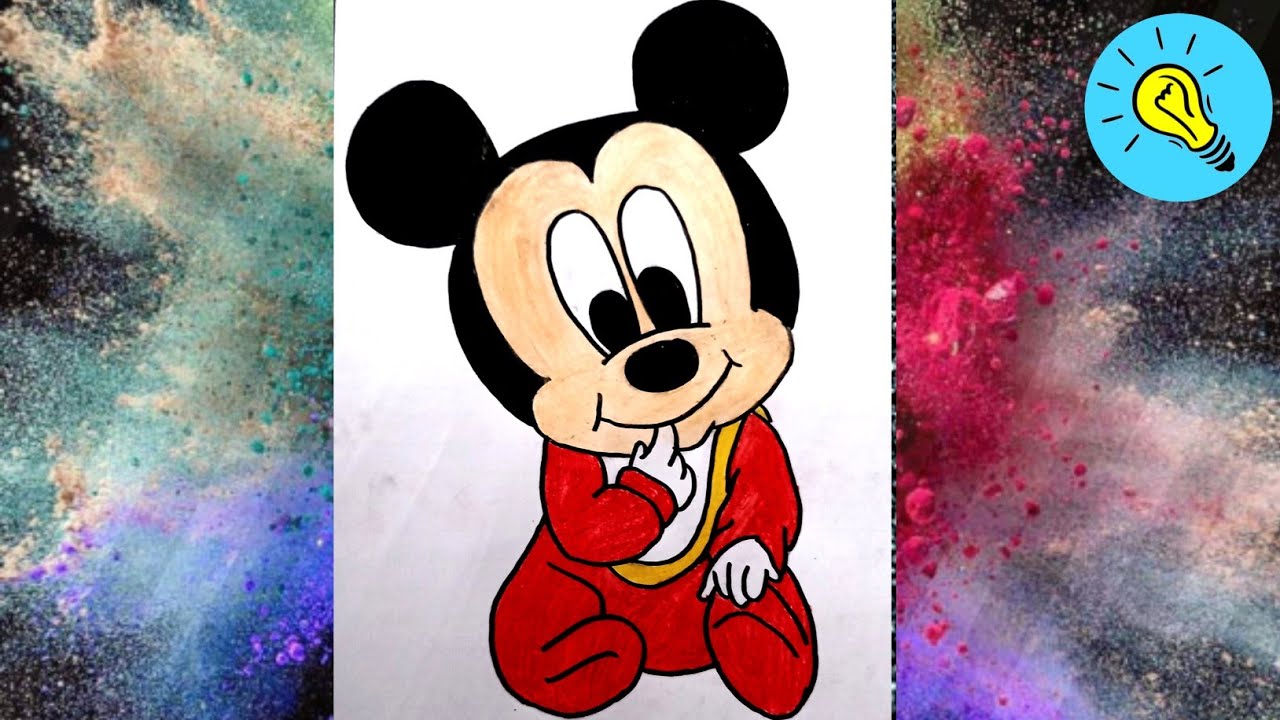 How To Draw Mickey Mouse Easy || Easy Baby Mickey Mouse || Mickey Mouse ...