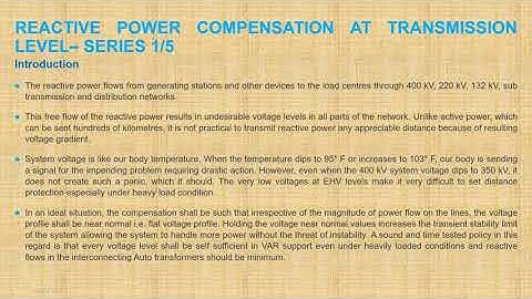 Reactive Power Compensation Transmission Level 1 of 5