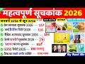 महत्वपूर्ण सूचकांक 2026 | Important Index 2026 | Mahatvpurn Suchkank 2026 Current Affairs