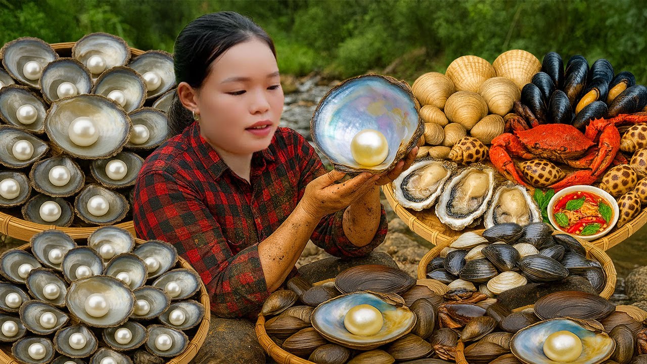 How to Harvest Pearls on the River - Cooking with Mussels - Live with Nature | Trieu Mai Huong