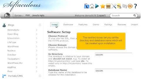 How to install osCommerce from Softaculous