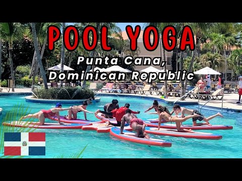 🌴 Check out Relaxing Pool Yoga at Dominican Republic Resort Jewels Palm Beach Punta Cana 🎶🌞 #travel
