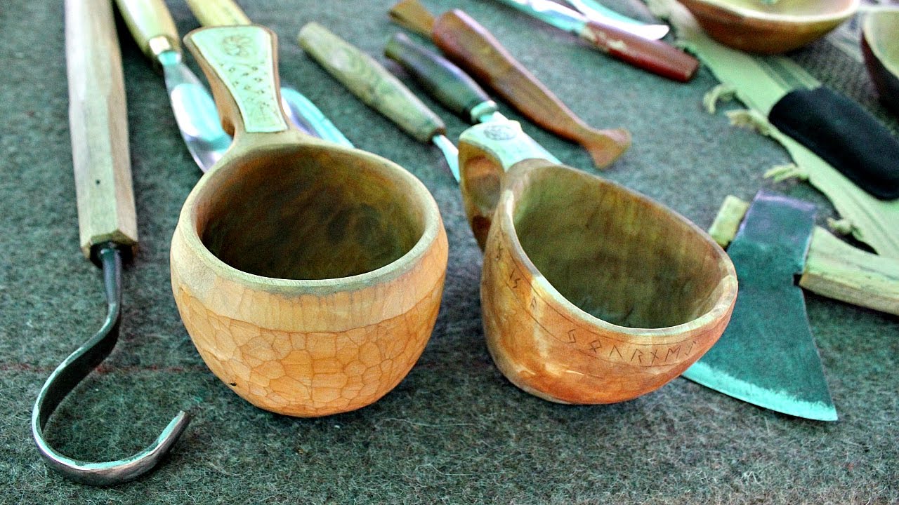 How To Make a WOODEN Cup KUKSA from BIRCH BURL into the FOREST without  Power TOOLS 