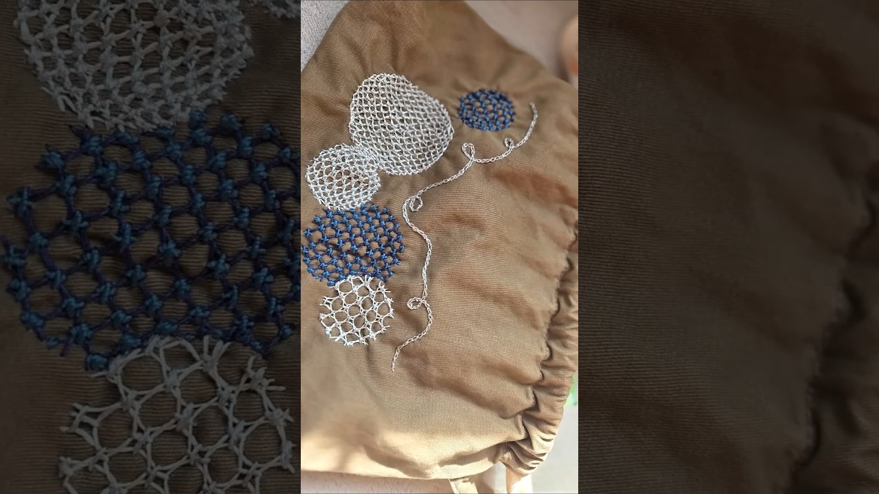 巾着バッグを手刺繍でアップデート🪡｜Crossed Filling Stitch #shorts