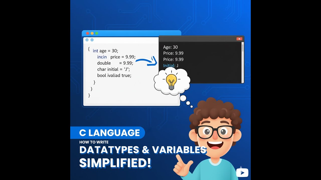 Data-types, variables and format specifiers in C. - YouTube
