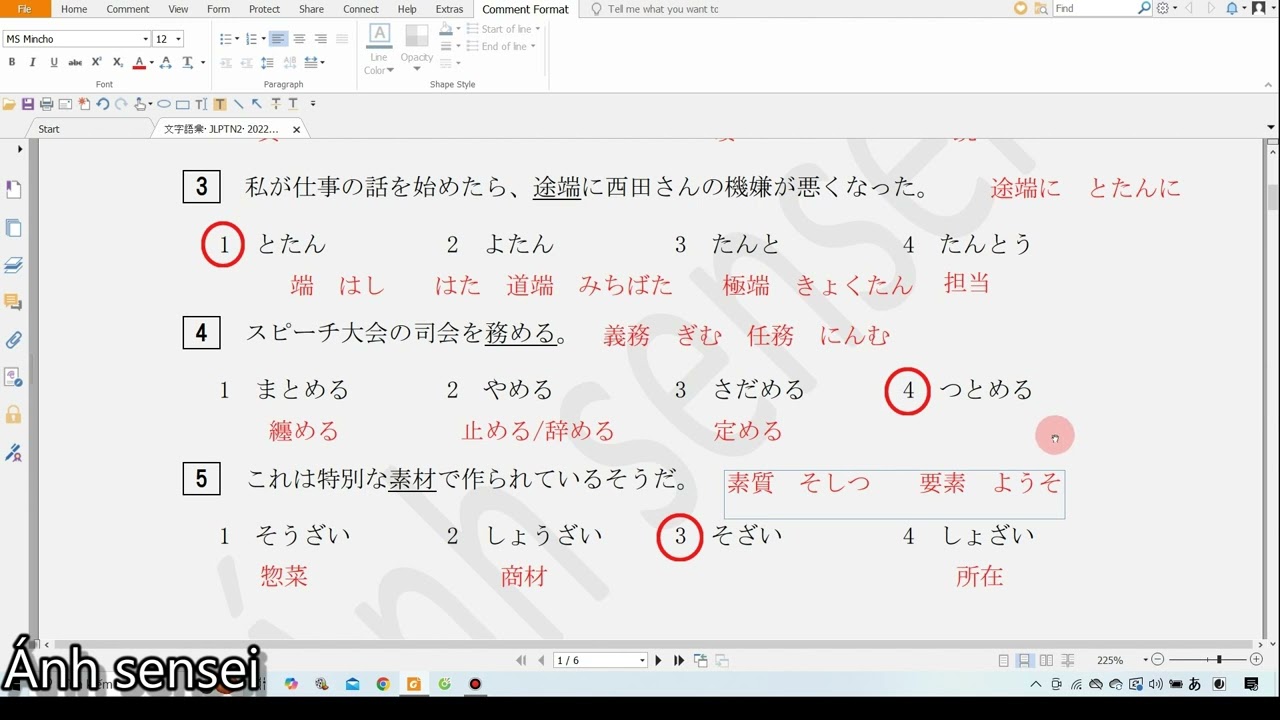 Chữa đề từ vựng JLPT N2 7/2022