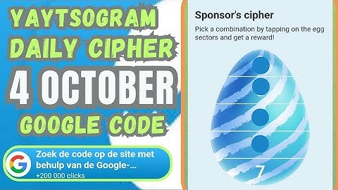 Yaytsogram Code Today 4 October| Yaytsogram Sponsor Chiper Code | Yaytsogram Chiper Code