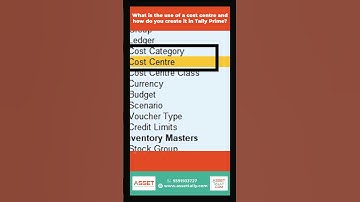 What is the use of a cost centre and how do you create it in Tally Prime?|Asset tally|#Tally sparks