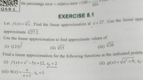 Live CLASS 12 Chapter 8 Ex :8.1