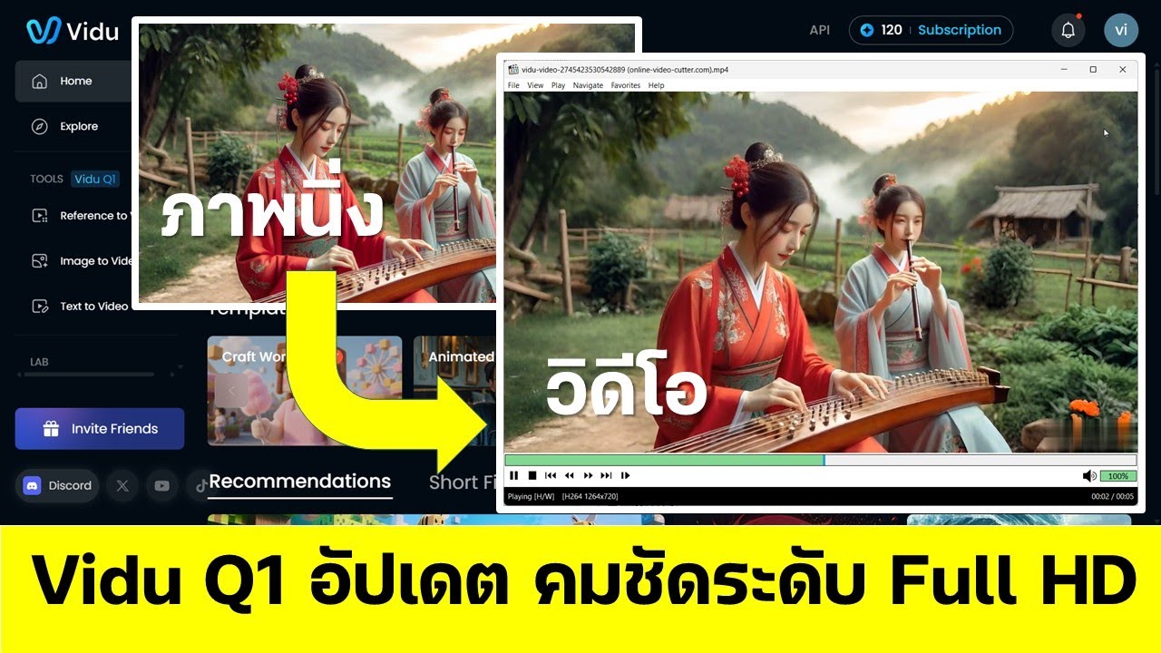 อัปเดตล่าสุด Vidu Q1 New สร้างคลิปวิดีโอได้คมชัดระดับ Full HD