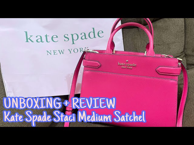 Kate Spade Staci medium satchel sage + what fits in + modshots 