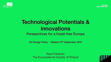 Technological Potentials & Innovations: Perspectives for a Fossil-free Europe