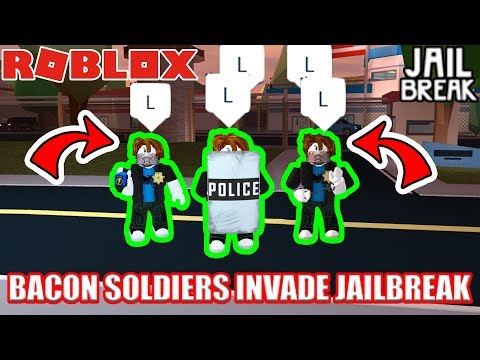 Bacon Soldiers Invade Roblox Jailbreak Youtube - rich bacon hair vs overconfident cop roblox jailbreak youtube
