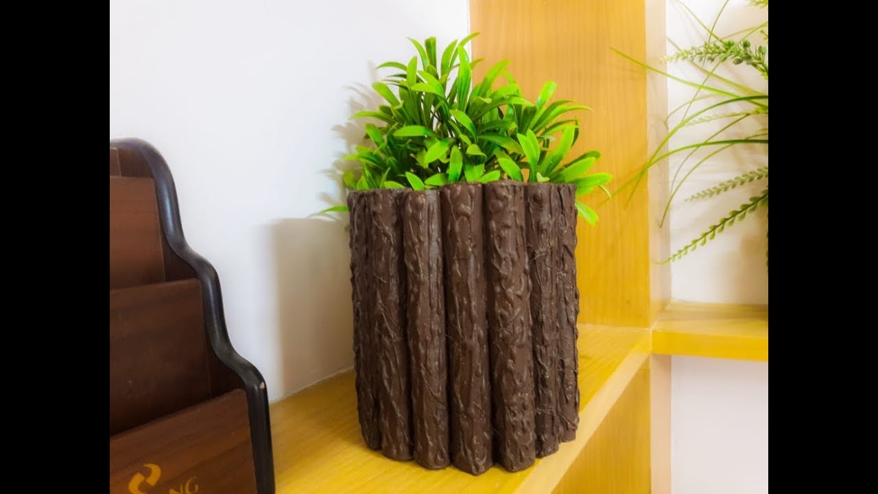 How to make vase | wooden style vase | vase from cardboard | best of waste