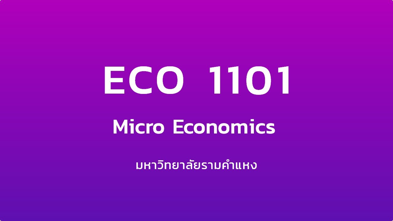 Eco 1101 เศรษฐศาสตร์จุลภาค Micro Economics (8/14)