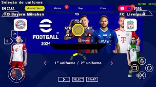 eFootball PES 2024 PPSSPP New Full Transfers 2024 & Kits 23/24 Real Face Camera PS5 Best Graphics HD