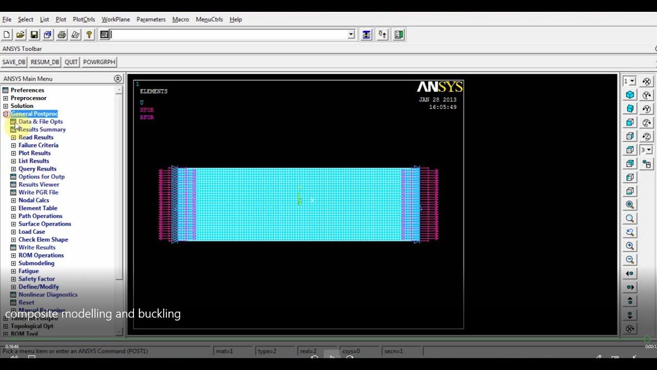 Modeling of composite laminate under buckling in ANSYS APDL - YouTube