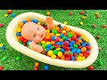 Satisfying Video l Mixing Candy in BathTub with Rainbow Skittles & Magic Slime Cutting ASMR